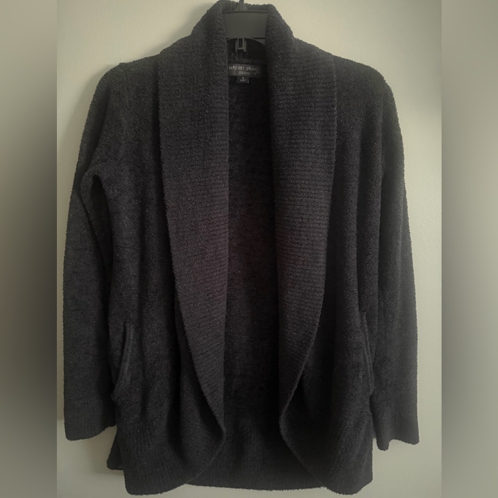 Barefoot Dreams CozyChic Lite Black  Open-Front Cardigan w/pockets size small